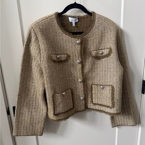And Other Stories (& Other Stories) Tan Tweed Jacket with Pearl Buttons